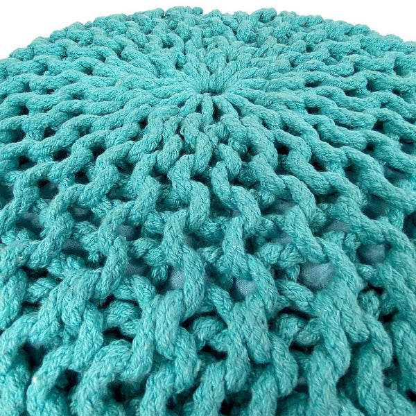 Pufo skersmuo 55 cm megzta taburetė (mėtos žalia) - Pufas/grindų pagalvėlė - Šiurkštus mezginys atrodo ypač aukštas 37 cm