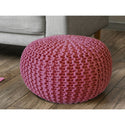 Puf med diameter 55 cm (pink) - Strik skammel/gulvpude - Groft strik look ekstra høj højde 37 cm