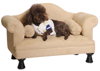 Šuns sofa su 2 porankiais - smėlio spalvos - šunų krepšys