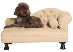 Šunų sofa su 1 porankiu - smėlio spalvos - šunų krepšys