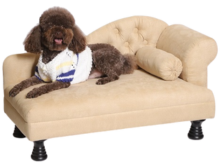 Šunų sofa su 1 porankiu - smėlio spalvos - šunų krepšys