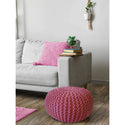 Puf med diameter 55 cm (pink) - Strik skammel/gulvpude - Groft strik look ekstra høj højde 37 cm