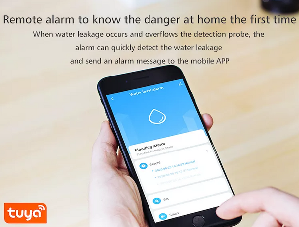 Signalizacija dėl vandens nutekėjimo - Potvynių ir vandens lygio signalizacija - Akustinė ir šviesos signalizacija - WIFI su signalizacija jūsų mobiliajam telefonui